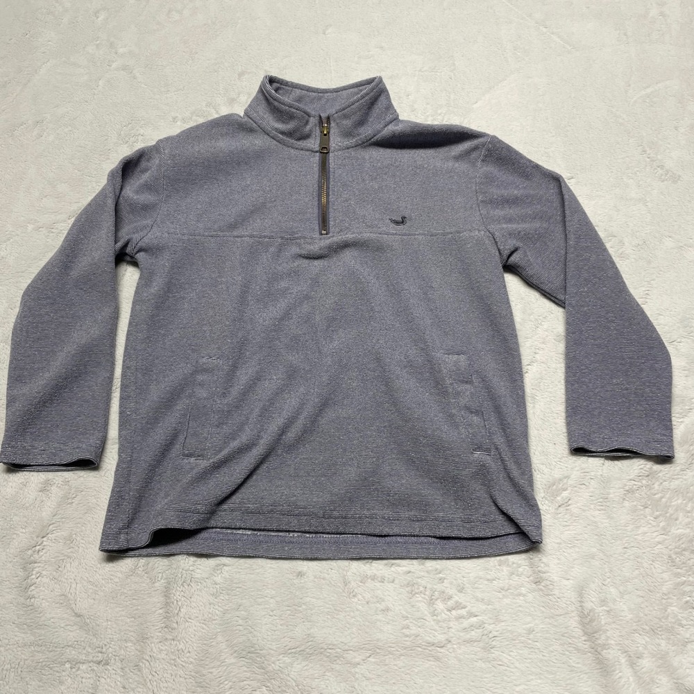 Southern Marsh Quarter Zip Pullover Boys Medium Blue Heathered Fleece Logo
